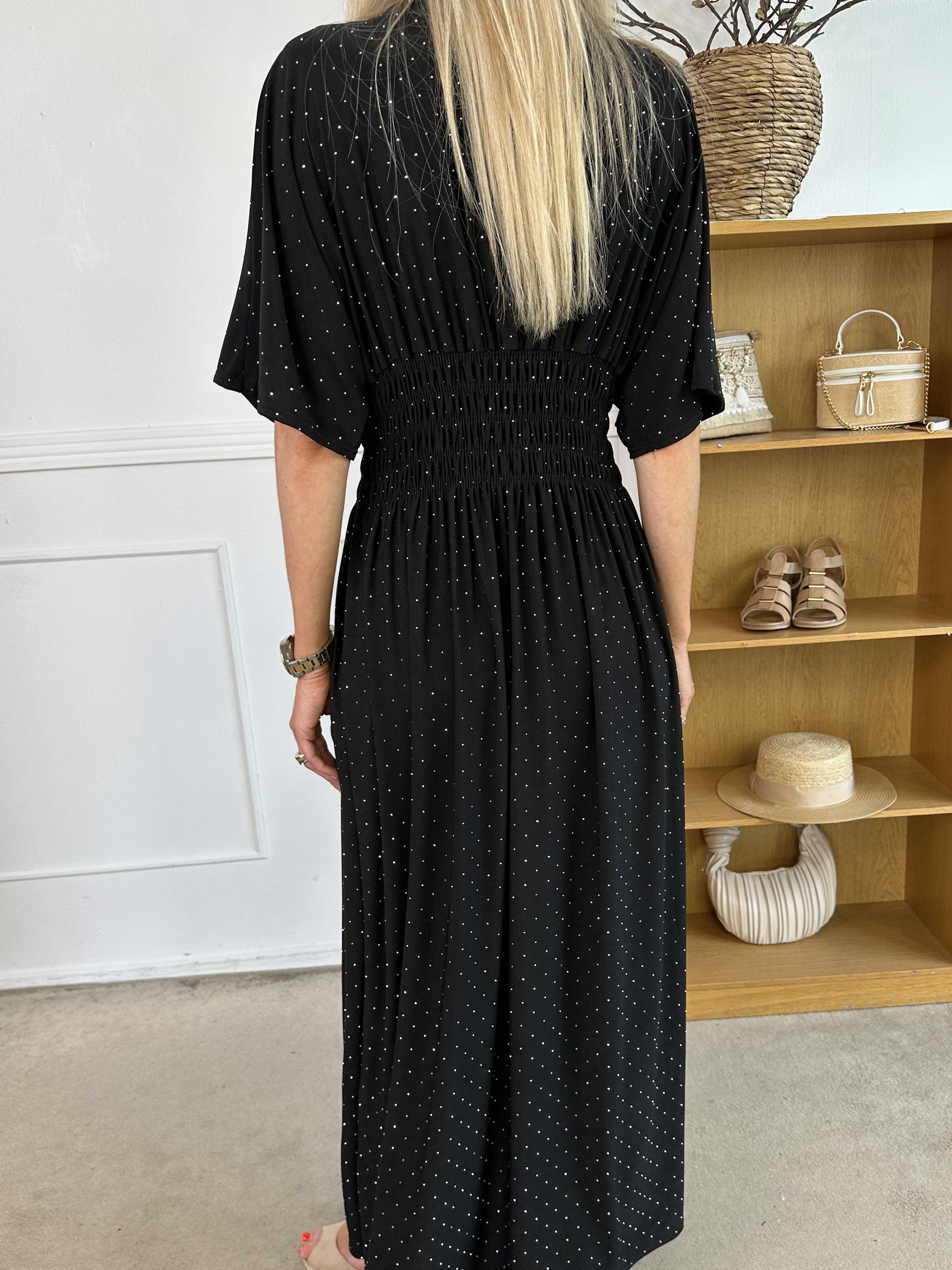 Pams Crystal - Lang elastisk kjole med similisten